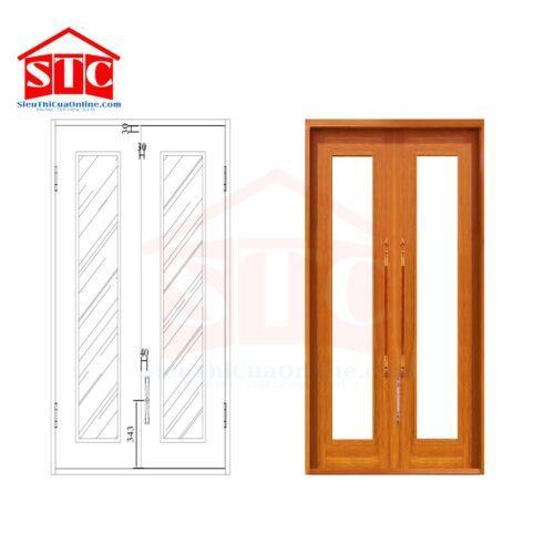 Cửa sổ thép vân gỗ CS2K màu vàng
