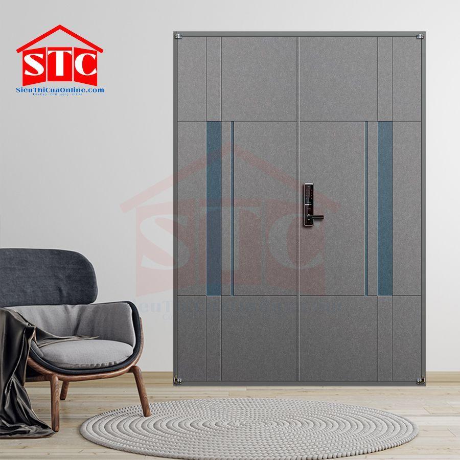 Cửa thép vân gỗ 2 cánh B-653-G-DOUBLE