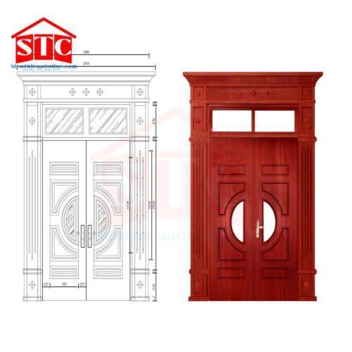 Cửa thép vân gỗ 2 cánh GS2H4K-PBT