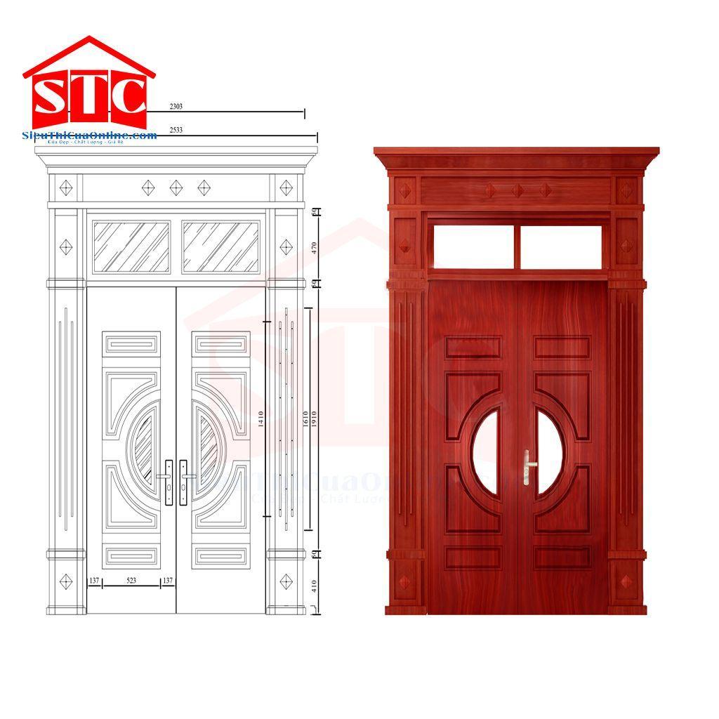 Cửa thép vân gỗ 2 cánh GS2H4K-PBT