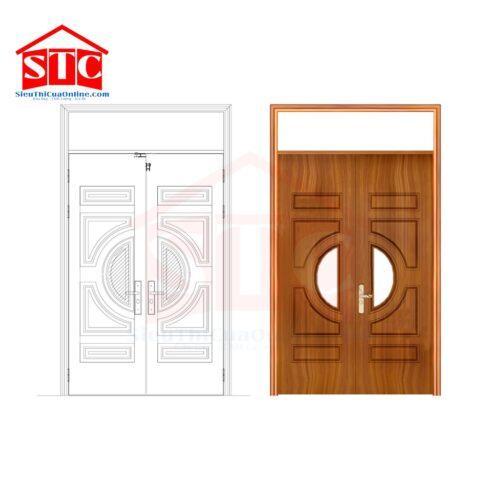 Cửa thép vân gỗ 2 cánh GS2H4K-Màu vàng