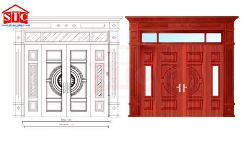 Cửa thép vân gỗ 4 cánh GS4H4K-H4AK