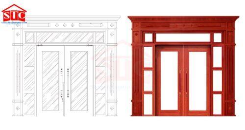 Cửa thép vân gỗ 4 cánh Trend-4