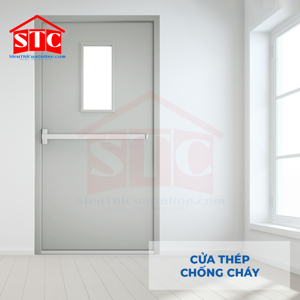 Cửa thép chống cháy TCC 1 canh o kinh thanh thoát hiểm