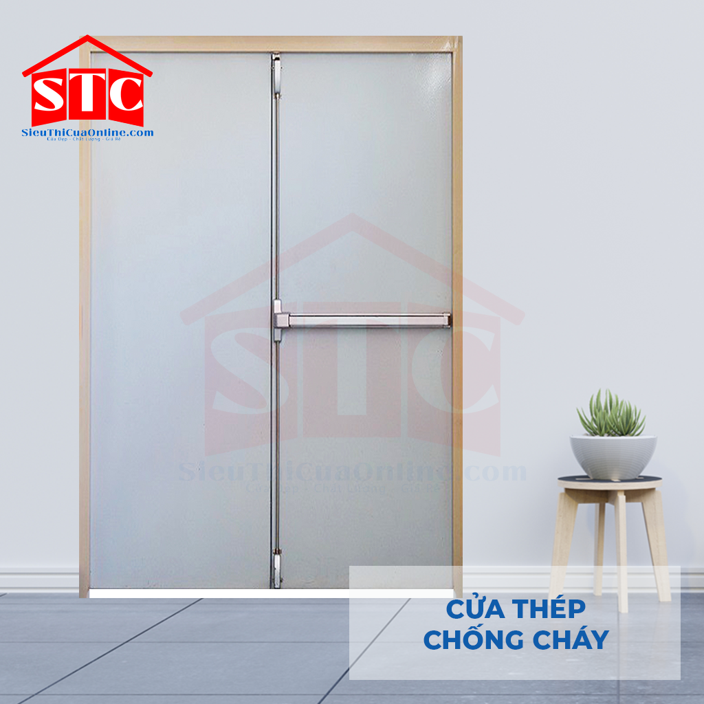 Cửa thép chống cháy TCC 2P thanh thoát hiểm đỏn