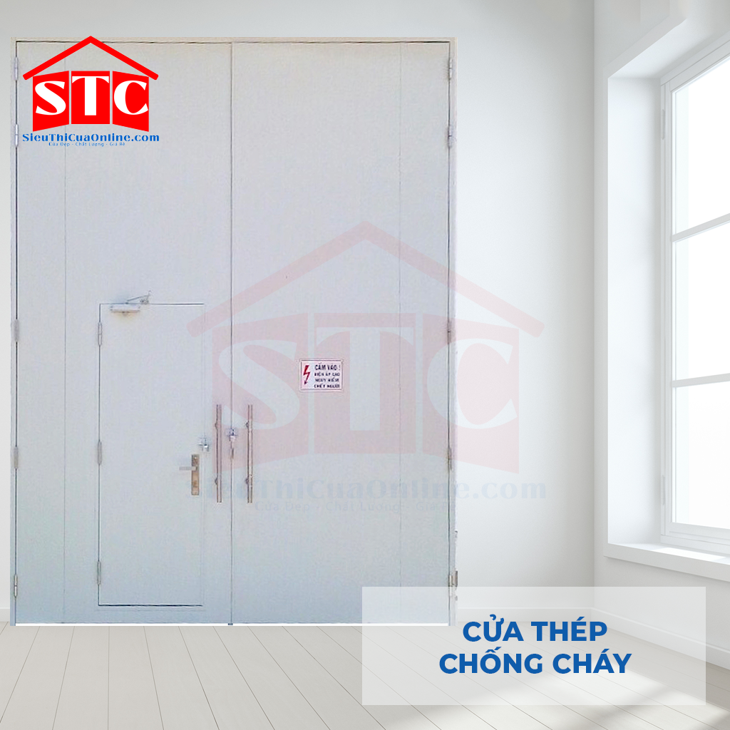Cửa thép chống cháy TCC 3P canh nho lon cho nha xuong