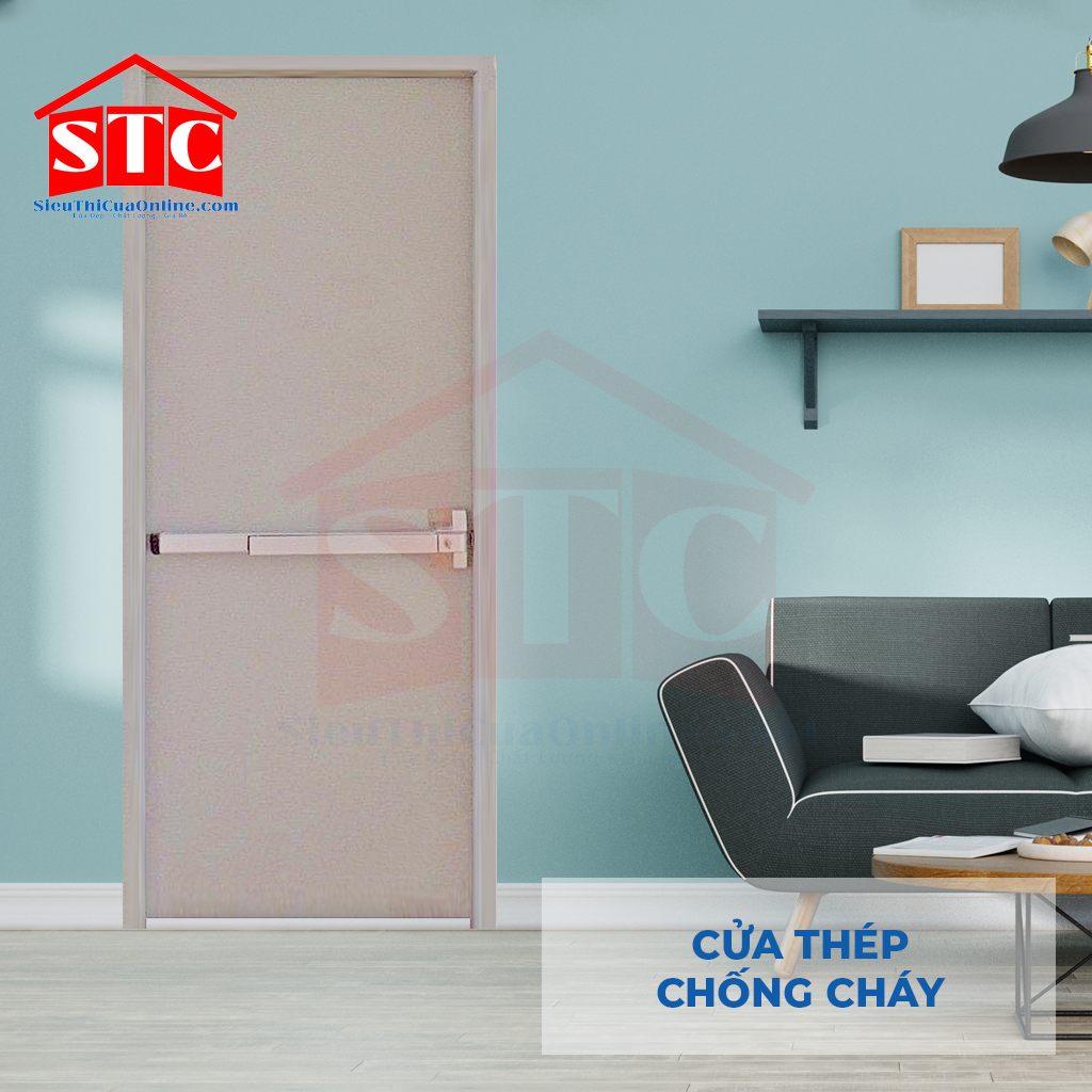 Cửa thép chống cháy TCC P1 xám thanh thoát hiểm