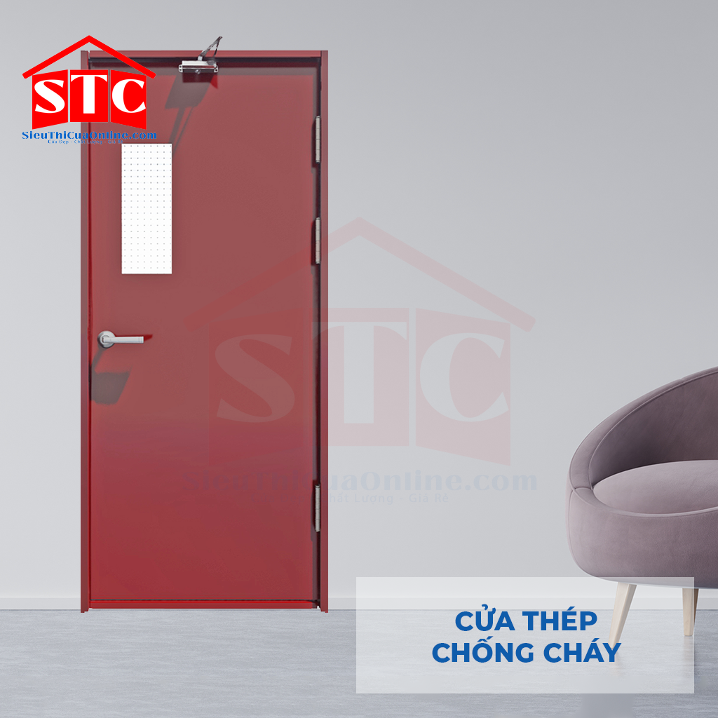 Cửa thép chống cháy TCC P1G1 đỏ bầm