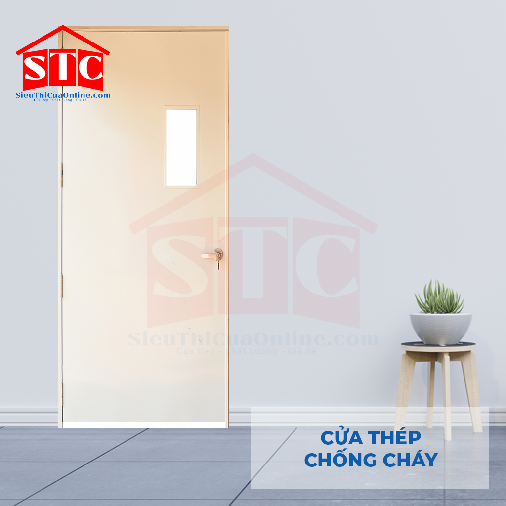 Cửa thép chống cháy TCC P1G1 kính chống cháy