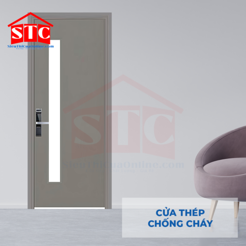 Cửa thép chống cháy TCC P1G1 xám 2