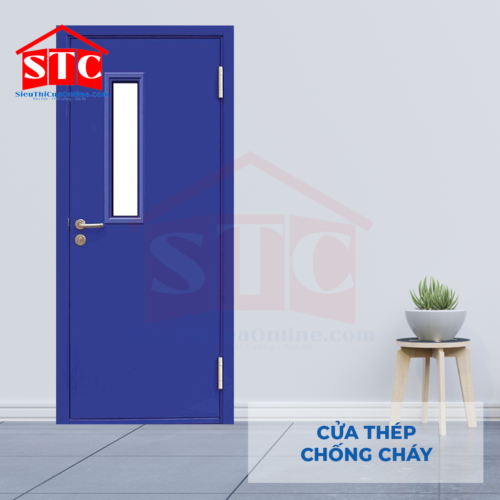 Cửa thép chống cháy TCC P1G1 xanh dương