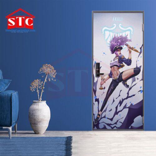 Cửa thép vân gỗ phòng ngủ hình cửa Akali