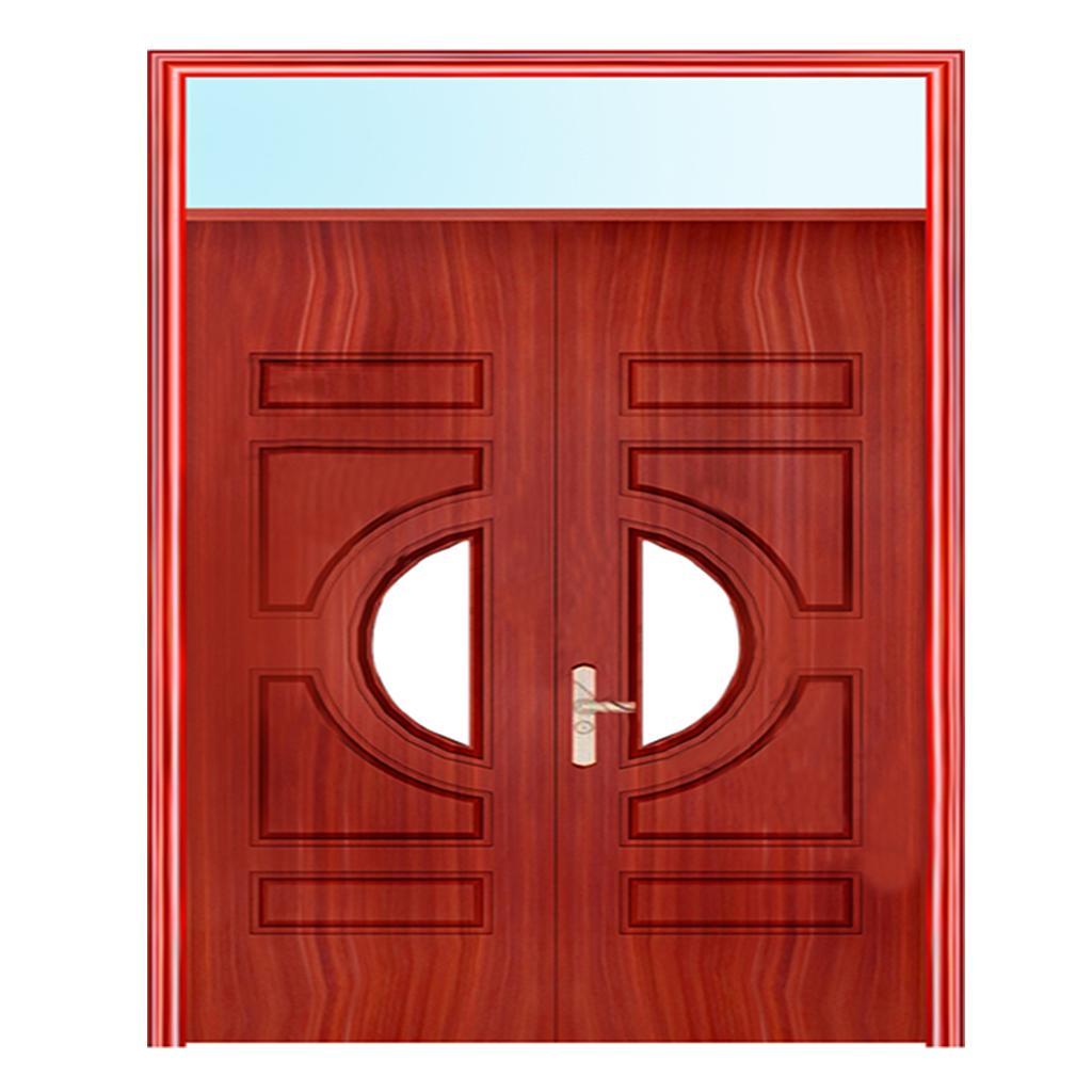 Cửa Thép Vân Gỗ Kính Cường Lực - Cửa Thép Vân Gỗ GS2H4K D