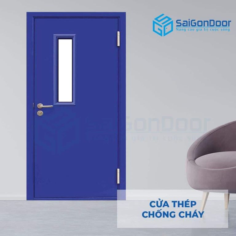 Cửa Thép Chống Cháy TCC P1G1 xanh duong 6 Cửa thép chống cháy TCC P1G1 xanh duong