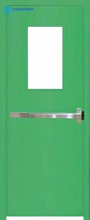 Cửa thép chống cháy TCC P1G1 xanh thoan thoat hiem