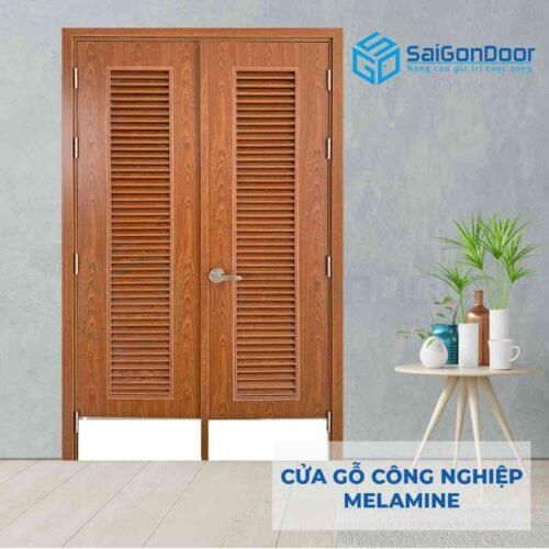 Cửa gỗ công nghiệp MDF Melamine IMG_2207 2 cánh ô gió