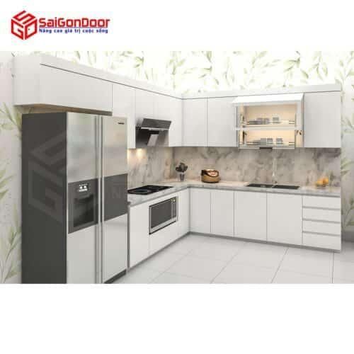 Nội thất nhà bếp chữ L Full trần