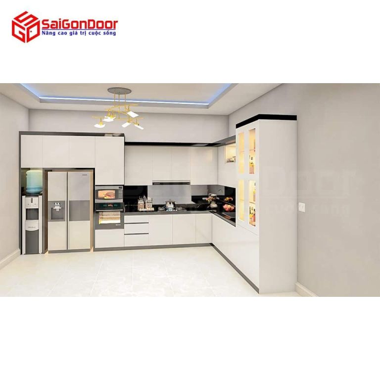 Nội thất nhà bếp Full trần L mini bar 3 Bep full tran L mini bar.png