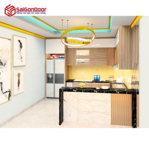 Nội thất nhà bếp kịch trần hiện đại quầy Bar