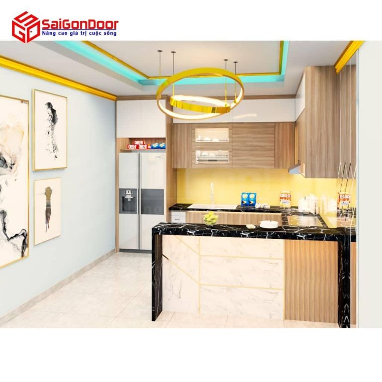 Nội thất nhà bếp kịch trần hiện đại quầy Bar 3 Bep kich tran hien dai quay bar.png