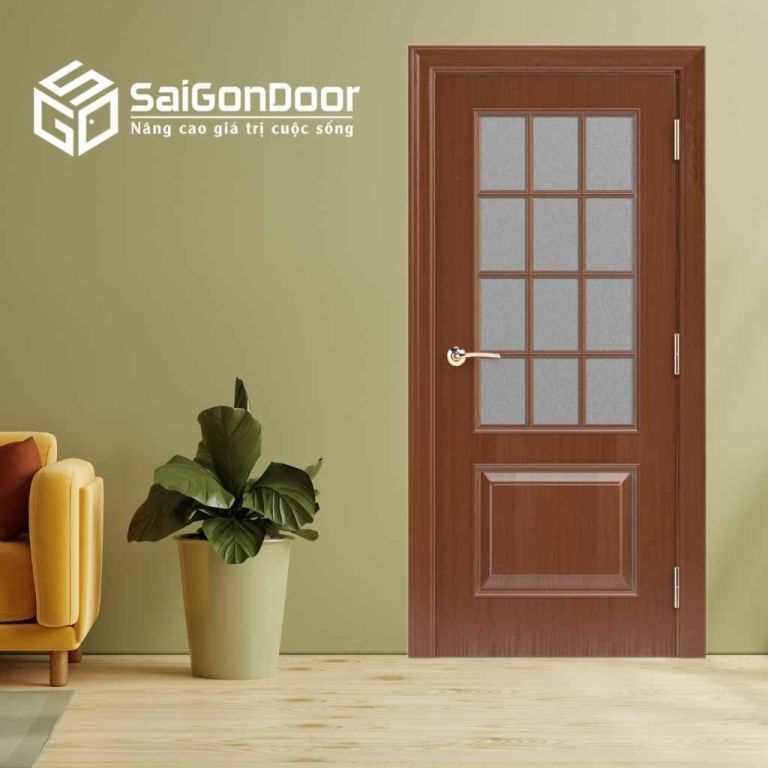 THAM KHẢO MẪU CỬA PHÒNG NGỦ ĐANG THỊNH HÀNH HIỆN NAY 8 Mẫu cửa phòng ngủ gỗ nâu sang trọng