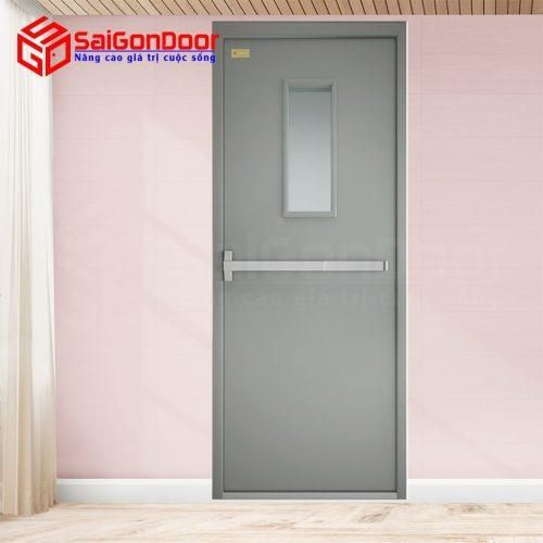 Cửa thép chống cháy TCC 1 cánh ô kính thanh thoát hiểm