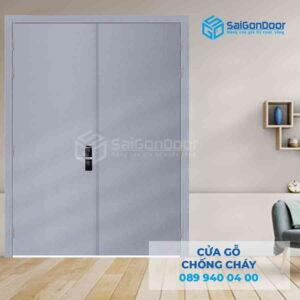 Cửa Gỗ Chống Cháy 2P son xam