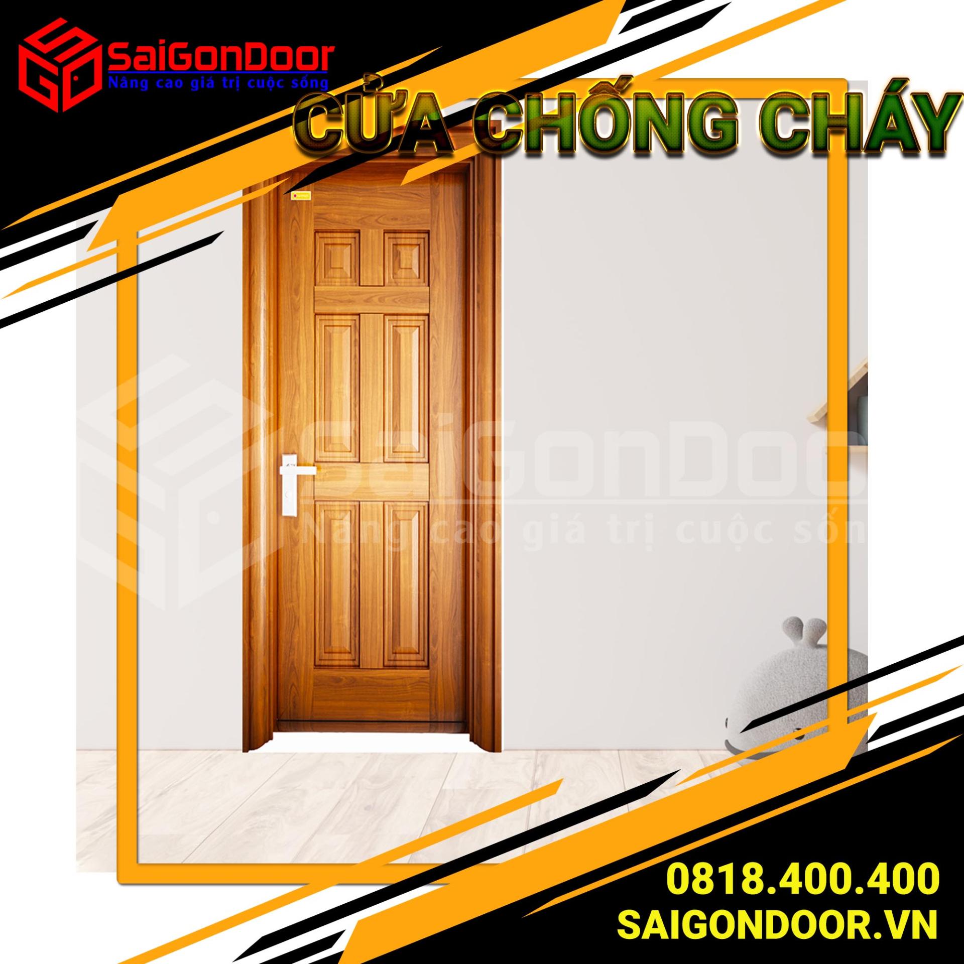 Mẫu cửa thép vân gỗ dùng làm cửa chống cháy căn hộ, biệt thự