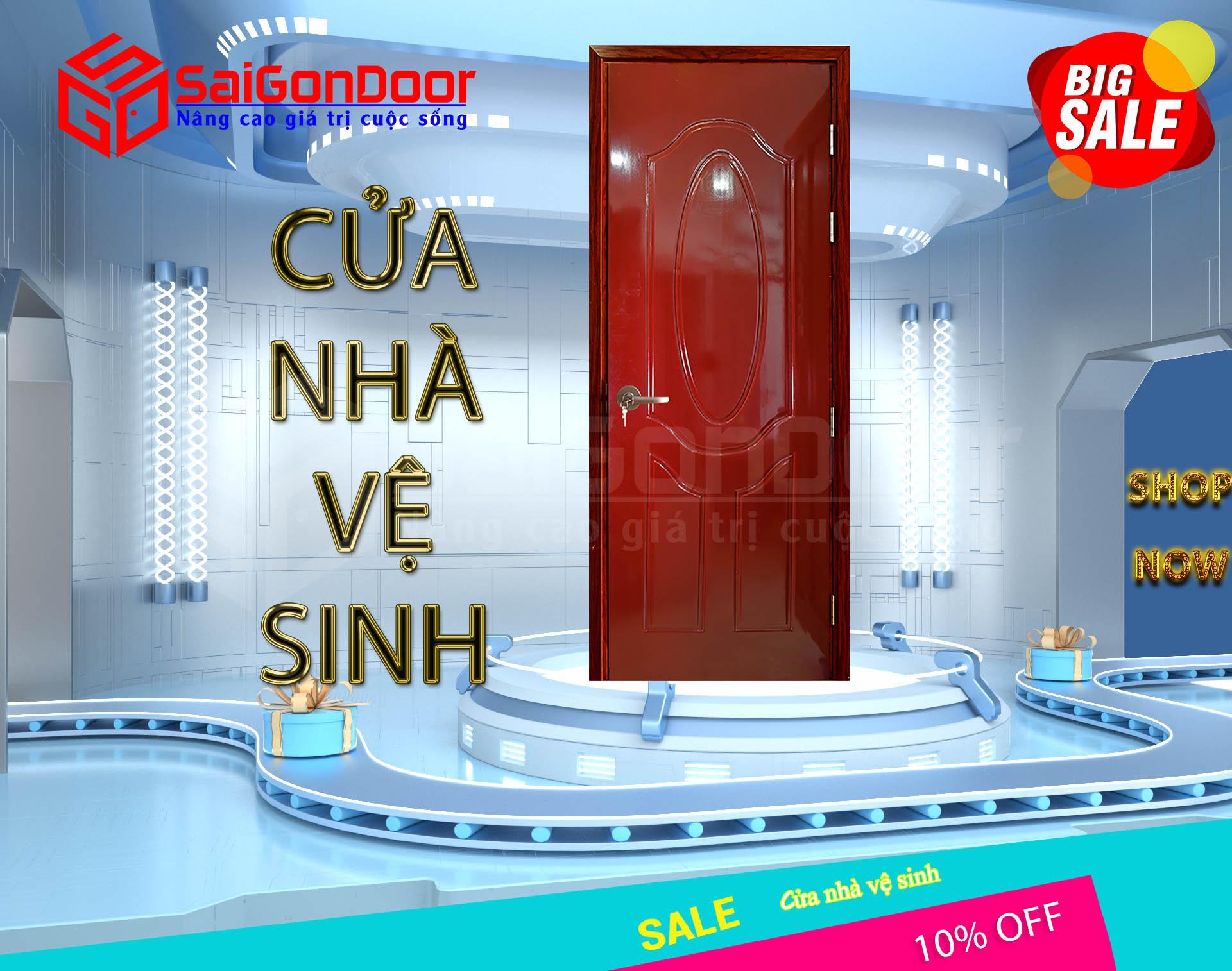 Sử dụng cửa gỗ nhựa Composite làm cửa nhà vệ sinh - khách hàng yên tâm về độ bền với thời gian sử dụng lên tới 20 năm