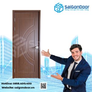 Mẫu cửa nhựa gải gỗ đẹp giá rẻ dùng cho phòng khách sạn