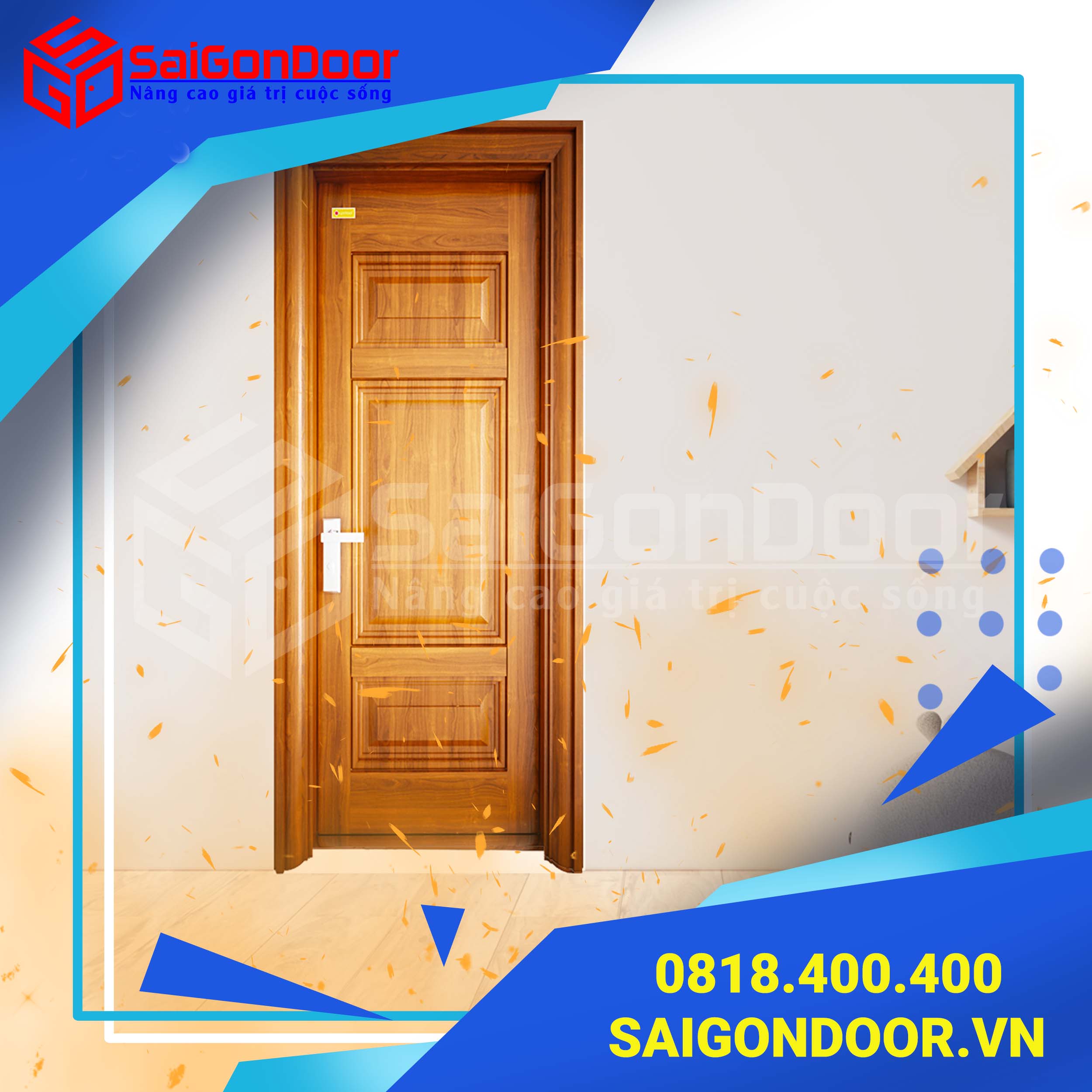 Cửa thép vân gỗ dùng làm cửa nhà biệt thự, cửa khách sạn cao cấp