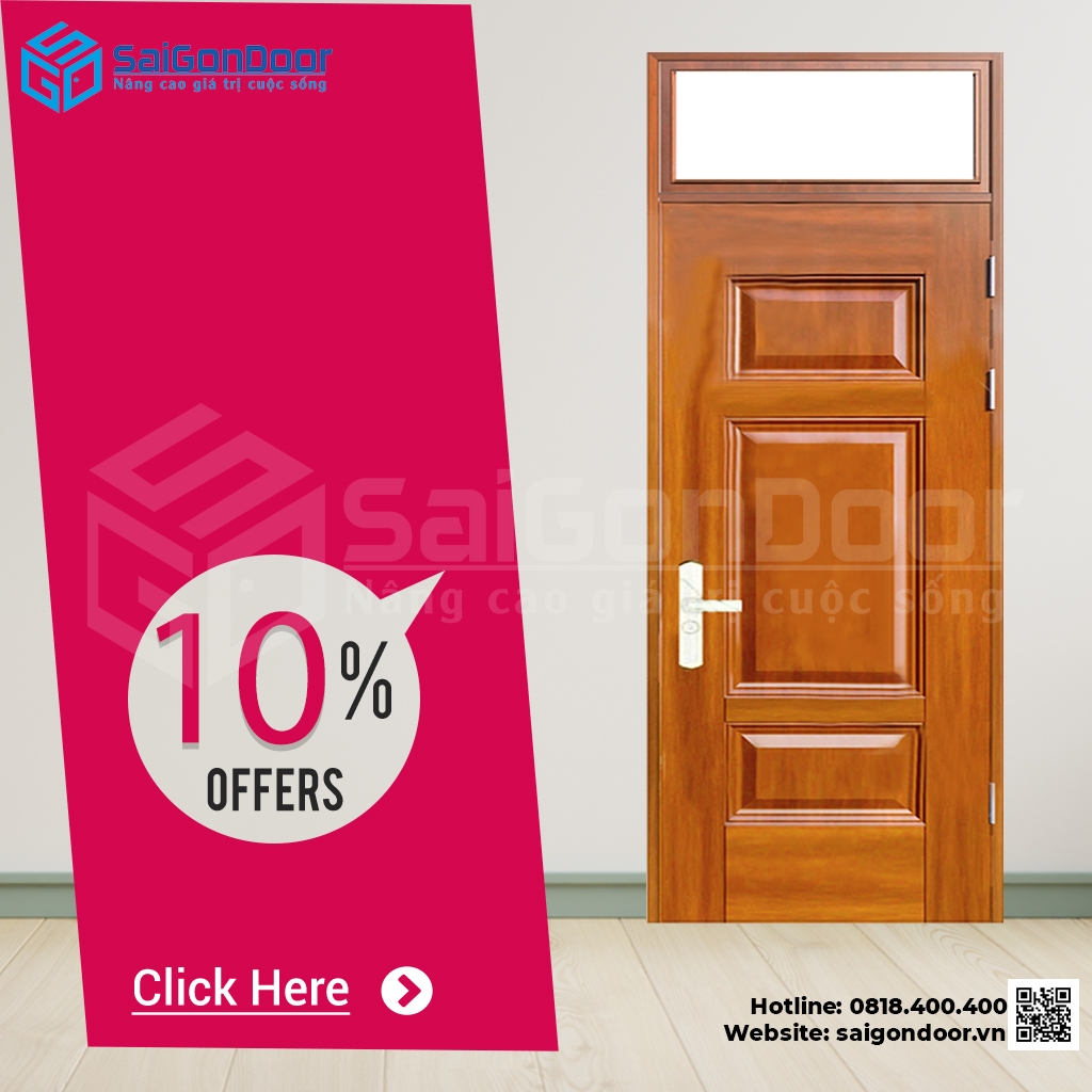 Mẫu cửa thép vân gỗ tại SaiGonDoor