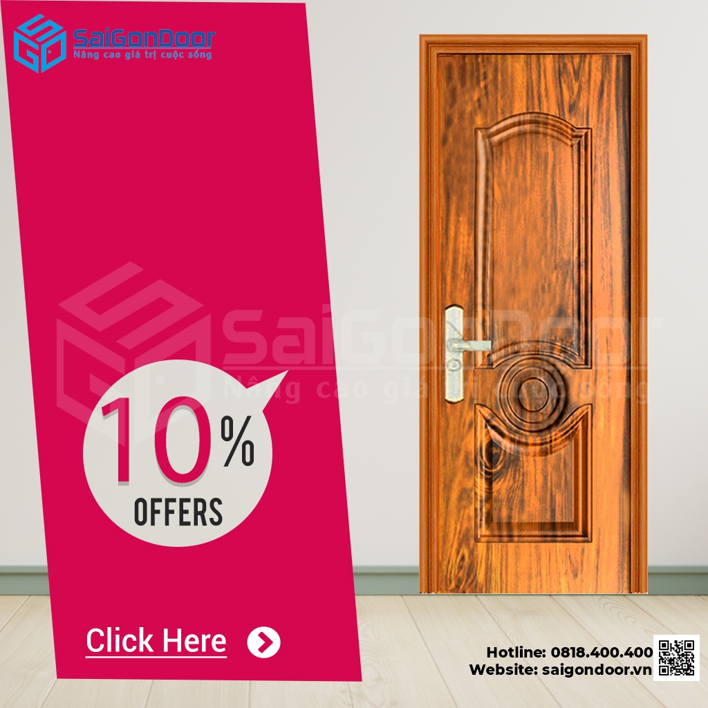 Cửa thép vân gỗ thích hợp lắp đặt được nhiều vị trí khác nhau trong nhà