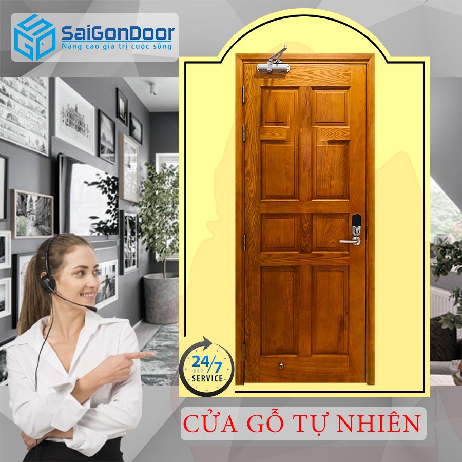 Cửa gỗ tự nhiên phòng ngủ đẹp