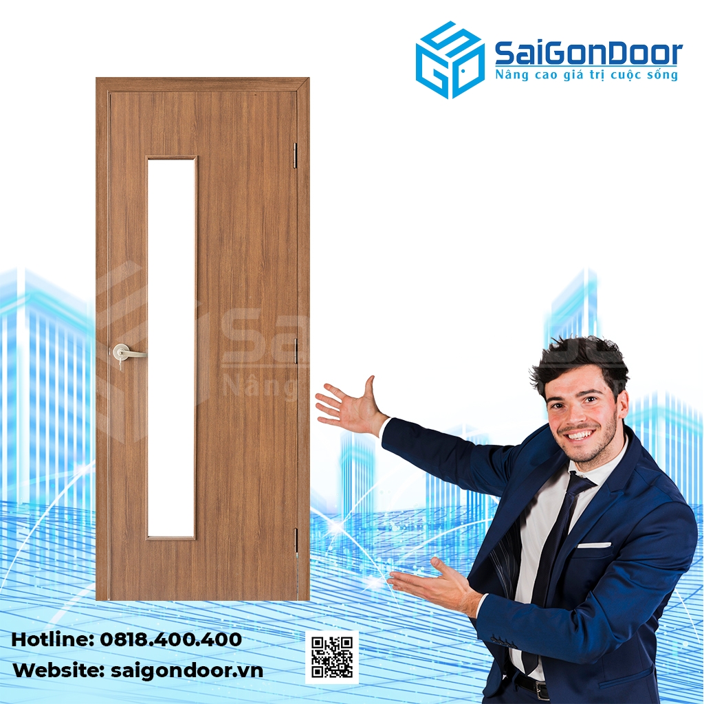 Mẫu cửa nhựa gải gỗ đẹp giá rẻ dùng cho phòng khách sạn