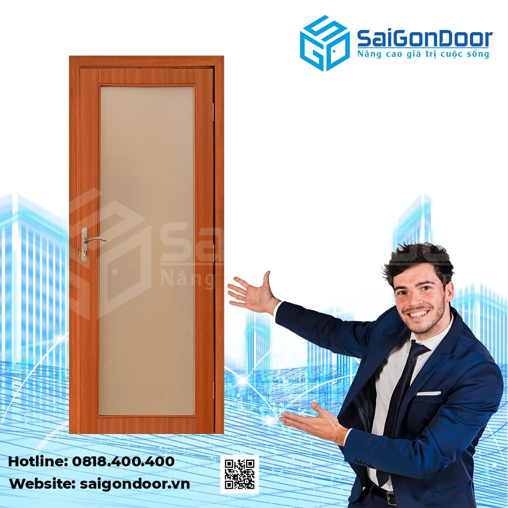 Mẫu cửa nhựa gải gỗ đẹp giá rẻ dùng cho phòng khách sạn