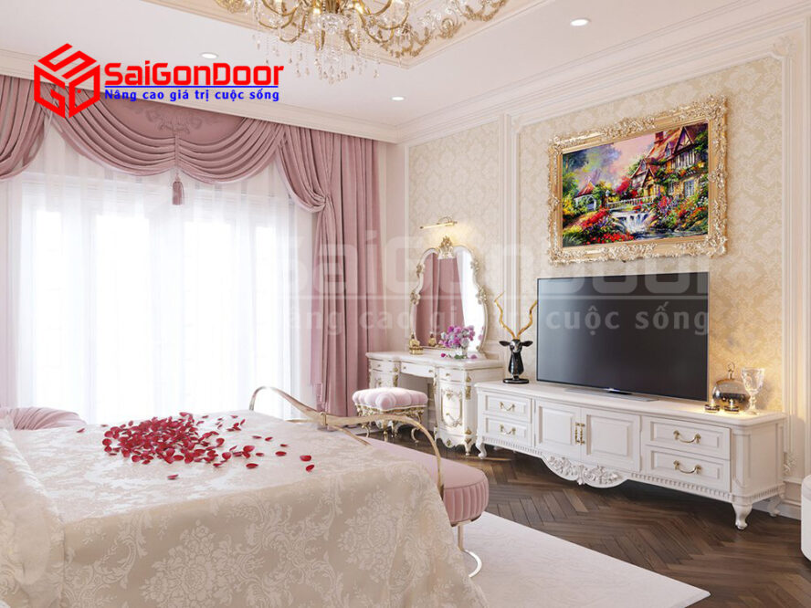 Bố trí màu sắc cửa phòng ngủ và không gian căn phòng cho vợ chồng mới cưới