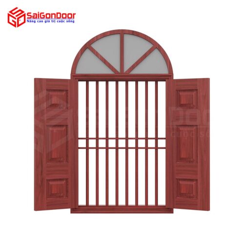 Cửa thép vân gỗ dạng vòm TVGVom-SGD-10