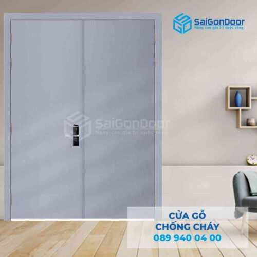 Cửa Gỗ Chống Cháy 2P son xam