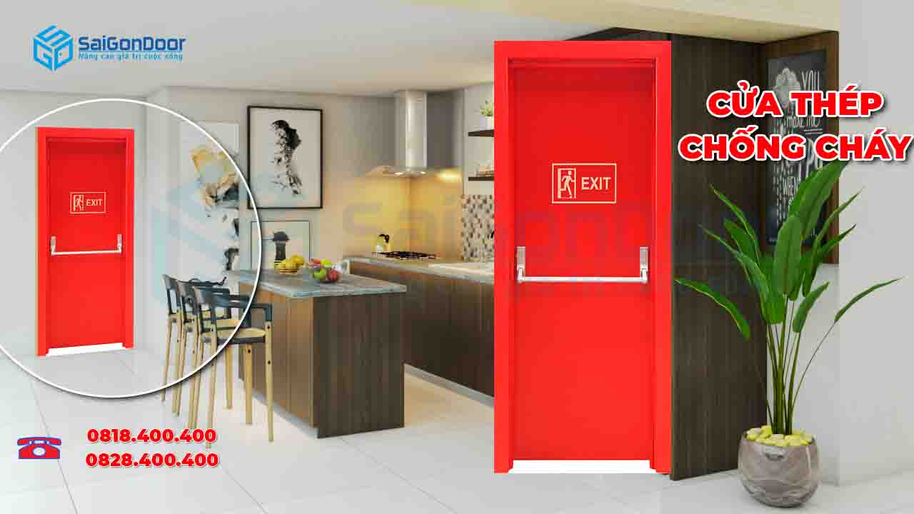 Cửa thép chống cháy dùng làm cửa thoát hiểm, cửa phòng kho hay cửa kỹ thuật