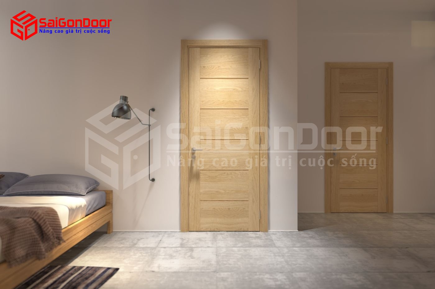 Cửa phỏng khách sạn SaiGonDoor tạo không gian ấm áp cho căn phòng