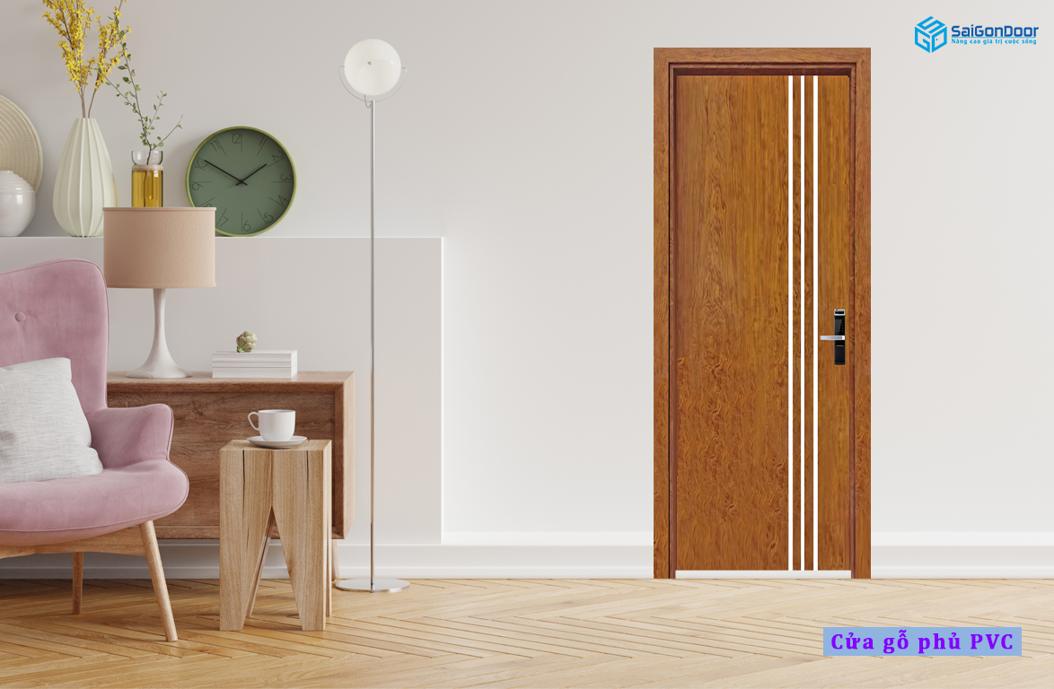 Cửa phòng ngủ gỗ phủ nhựa PVC tại SaiGonDoor