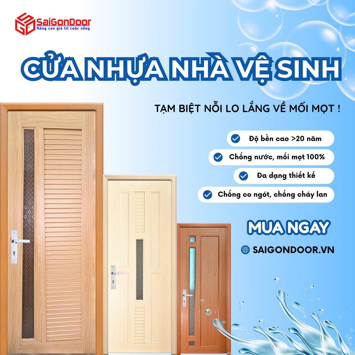 Cửa nhựa Đài Loan cho nhà vệ sinh: Giải pháp bền bỉ, tiết kiệm và thẩm mỹ