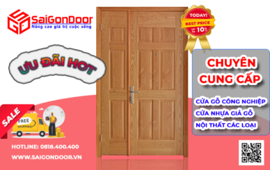 Cửa nhựa gỗ ghép thanh tại SaiGonDoor giá thành hợp lý