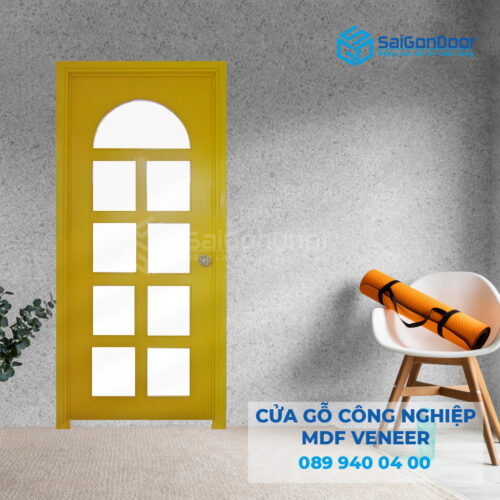 Cửa Gỗ MDF Veneer P1G9 mau vang-SGD