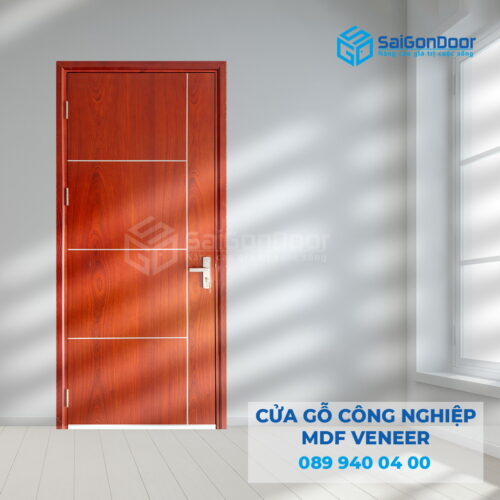 Cửa Gỗ MDF Veneer P1R4b Xoan Đào 3-SGD