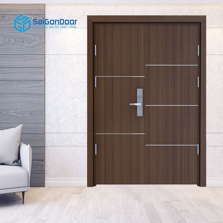 Cửa gỗ công nghiệp MDF Melamine 2 cánh