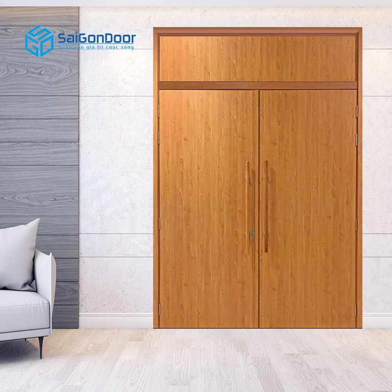 Cửa gỗ công nghiệp MDF Veneer 2 cánh