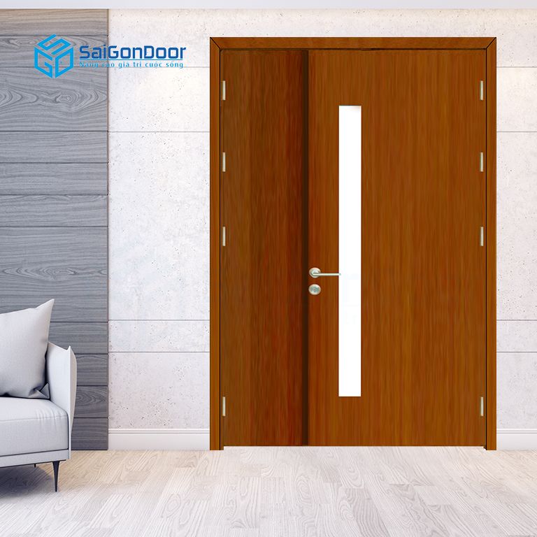Cửa gỗ công nghiệp MDF Veneer 2 cánh