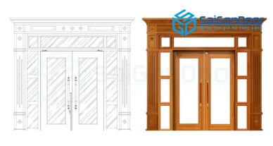 Cửa thép vân gỗ 2 cánh